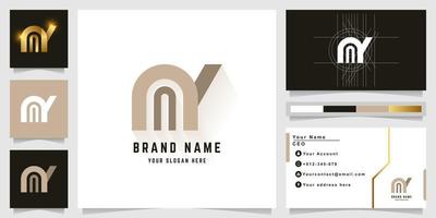 Letter nY or nny monogram logo with business card design vector