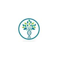Dna tree vector logo design. DNA genetic icon. DNA with green leaves vector logo design.