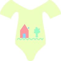 MInt green baby suit with red house, illustration, vector, on a white background. vector