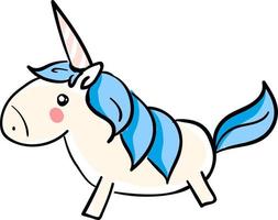 Unicorn with blue hair, illustration, vector on white background.