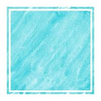 Light blue hand drawn watercolor rectangular frame background texture with stains photo