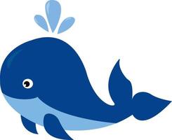 Small blue whale, illustration, vector on white background.