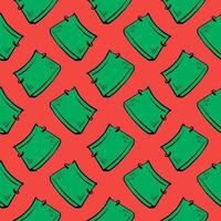 Green cooking pot ,seamless pattern on red background. vector