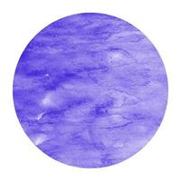 Violet hand drawn watercolor circular frame background texture with stains photo