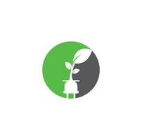 diseño de logotipo vectorial de enchufe ecológico. concepto de logotipo de energía de enchufe de hoja. vector