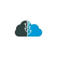 Tech Tree cloud shape concept Logo Template Design. vector
