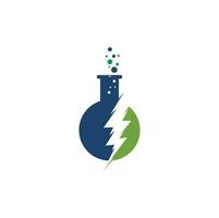 Simple thunder bolt lab logo vector design. Flask and thunderbolt vector logo design