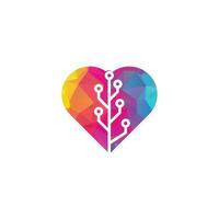 Tech Tree heart shape concept Logo Template Design. vector