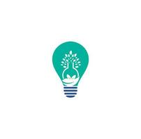 Lab tree bulb shape concept logo. Green lab vector logo design. Leaf and Lab Bottle logo