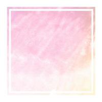 Pink and orange hand drawn watercolor rectangular frame background texture with stains photo