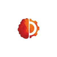 Brain and gear cog logo design. Education and mechanic symbol or icon. Unique science and industrial logotype design template vector