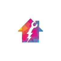 Wrench thunder home shape concept logo design. Flash Repair Logo Template Design Vector