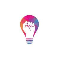 Fist hand power logo. Fist bulb shape concept logo design vector