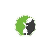 Eco Plug vector logo design. Leaf plug energy logo concept.