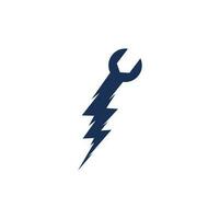 vector de diseño de plantilla de logotipo de reparación flash. logotipo de trueno de llave inglesa