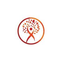 diseño del logotipo del árbol humano. logotipo del árbol de personas sanas. vector