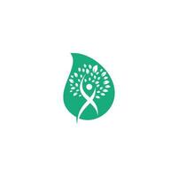 Human Tree drop shape concept Logo Design. Healthy People Tree Logo. vector