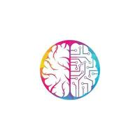 diseño del logotipo de conexión cerebral. plantilla de logotipo de cerebro digital. vector