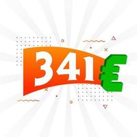 341 Euro Currency vector text symbol. 341 Euro European Union Money stock vector