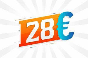 28 Euro Currency vector text symbol. 28 Euro European Union Money stock vector