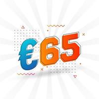 65 Euro Currency vector text symbol. 65 Euro European Union Money stock vector