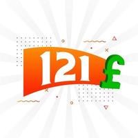 121 Pound Currency vector text symbol. 121 British Pound Money stock vector