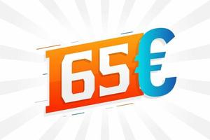 65 Euro Currency vector text symbol. 65 Euro European Union Money stock vector