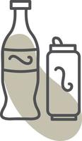 Soda bottle and can, illustration, vector on a white background.