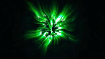 verde bellissimo fiore fioritura leggero brillare spazio fuoco particella polvere flusso animazione per astratto arte fantasia movimento argento sfondo animazione video