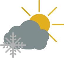 Snowy cloud with sun, illustration, on a white background. vector