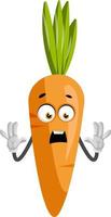 Scared carrot, illustration, vector on white background.