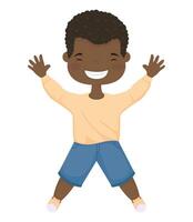 afro little boy smiling vector