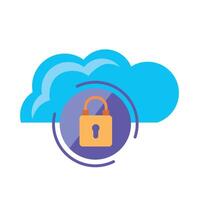 padlock in cloud computing vector