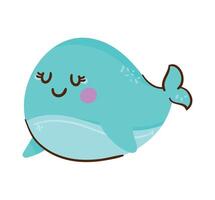 cute whale animal character vector