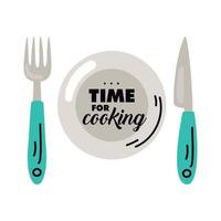 time for cooking lettering vector