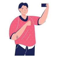 young man take a selfie vector