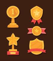 five prize awards icons vector