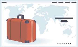 travel suitcase in earth map vector