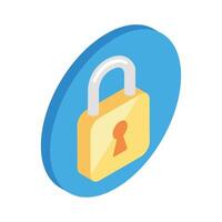 safe secure padlock isometric vector