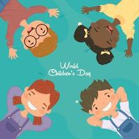 world childrens day postcard vector