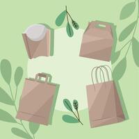 four eco packaging mockup icons vector