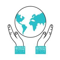 hands protecting planet earth vector