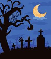 cementerio con arbol vector