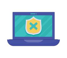 laptop with shield security vector