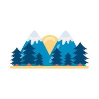 pines forest and mountains vector