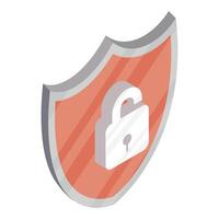 safe padlock in shield vector