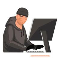 hacker using desktop vector