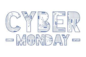 cyber monday lettering circuit vector