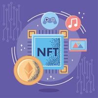 iconos de tecnología digital nft vector