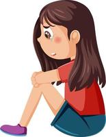 A girl sitting with crying expression vector